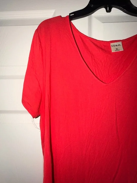 Soma XL Lounge Set Coral Tee & Printed Shorts Soft Pajamas - Picture 4 of 11